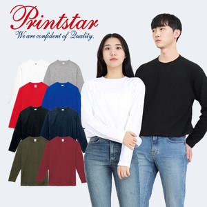 베이직 17수 롱슬리브 무지티 긴팔 티셔츠 라운드 기본 면티 프린트스타 남녀공용 빅사이즈