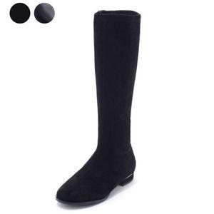 [갤러리아] 세라 여성 스웨이드 스판 기모 퍼 방한 롱 부츠 C21L400 세무블랙 2CM