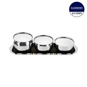쿡에버 스텐 원형 소스볼 3P 세트 (트레이 포함)