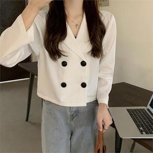 [오노마] ONM 미니멀 기본 베이직 카라 숏 크롭 더블버튼 자켓