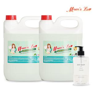 맘스럽 주방세제 4LX2개+펌프용기 대용량 저자극 라임향 과일야채세척