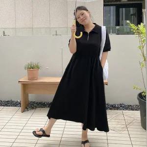 [제작/빅사이즈]이블렛 케츠엘 반집업 밴딩 롱 원피스 제이스타일