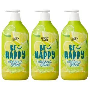 해피바스 스마일 바디워시 유자라임, 900g, 3개