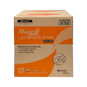[41309대체] 와이프올 41709 L20 2겹 산업용와이퍼 300매 기계청소 뽑아쓰는 흡착포