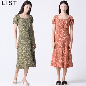 [리스트(LIST)] 올리브 퍼프 스퀘어넥 원피스 (택가격 248000원)