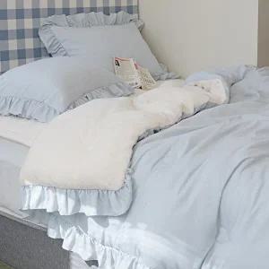 [아망떼]크리미 플란넬 극세사 양면 프릴 차렵이불패드세트 K
