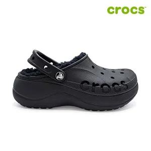 [크록스][크록스 정품] 바야 플랫폼 라인드 클로그 여성 털샌들 208708-001