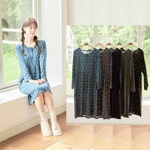 여성 소프트기모 원피스 긴팔 무릎기장 스판원단 가을 겨울 잠옷