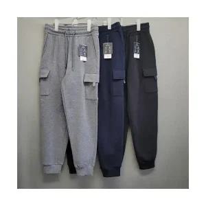 남성 카고조거 기모 트레이닝 팬츠 시보리 스트링 밴딩 겨울 웜업 바지 