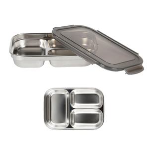 스텐 3구 역사각 반찬통 / 2구~6구반찬통 나눔 칸칸이 밀페용기