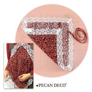 [기타]피칸데코 에티켓 손수건 레드플라워 앞치마 무릎덮개