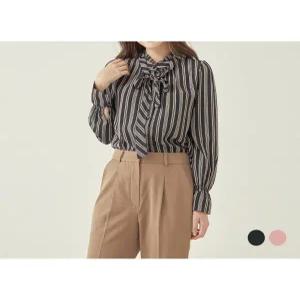 [클라비스][클라비스]스트라이프 타이 블라우스(CVBWA4T05M).