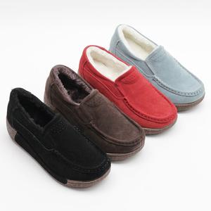 여성 천연소가죽 털단화 5cm 키높이 방한슈즈 겨울 털신 방한화 - SW-057