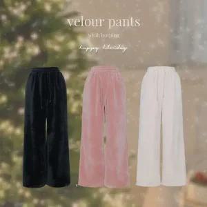 핫핑 뮤제 투웨이 벨로아 융기모 밴딩 와이드팬츠