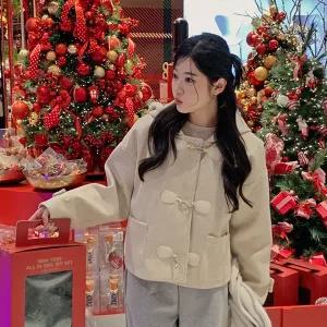 핫핑 [연말룩/겨울모직] 에디크 모직 세미크롭 후드 숏코트