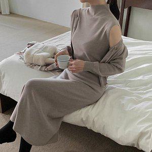 [공구우먼] [제작] 에리치 니트 가디건 원피스 세트 73114 빅사이즈 여성의류