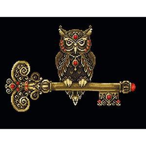 [OFK4Q701]황금부엉이 열쇠  캔버스  보석십자수  사각