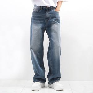 동대문스타일 남자 와이드데님 28~36 국내생산 캣브러쉬 바이오워싱 통청바지 JB2186