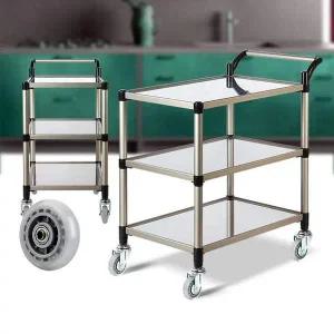 [에이치플러스몰]스텐레스 3단 특대 무소음바퀴 이동식카트 웨곤 무빙 이동식트레이