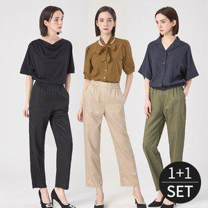 [로코엘라] 모리스 퍼펙트핏 텐셀 린넨 밴딩팬츠 1+1