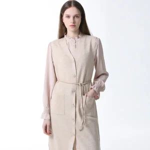 [하프클럽/]브이넥 레더 벨티드 롱 베스트