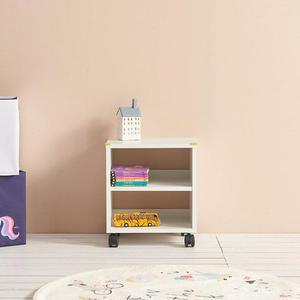 [RG50P6SU]H6417 화이트 바퀴형 2단 협탁 1color 침실협탁