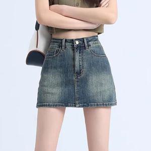 스타일아유 하이웨스트 데님 반바지 여성 치마바지 날씬해 보이는 a라인 스커트 SK0518