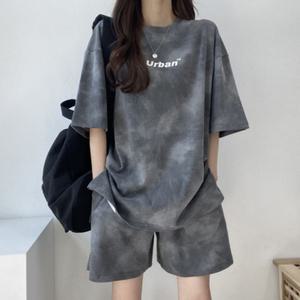 여자 상하 반팔세트 오버핏 여름 데일리룩 캠핑 짐웨어 3color