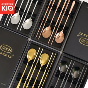 티타늄 수저 선물세트 2인세트 티타늄수저 로즈골드 골드 블랙 실버 박스포장