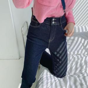 여성 생지 나팔 슬림 투버튼 FW 데님팬츠_3