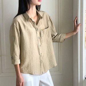 [기타][샵앤] 여성 카라넥 롤업 7부소매 얇은 여름 셔츠 블라우스 TOP-WBL-3617