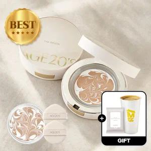 (40%+7%묶음할인/커피쿠폰+클렌징티슈)에이지투웨니스 디오리진 에센스 팩트 화이트라떼 본품+리필