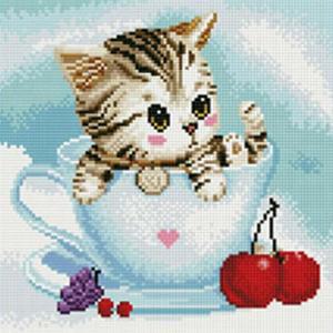 [RGKO1QQ7]체리 캣 캔버스 보석십자수 30x30 케이엠엘리