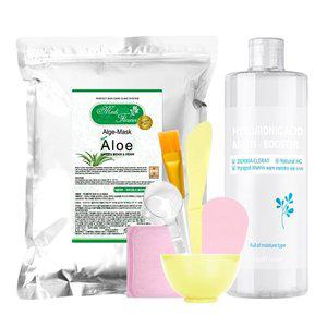 [메디플라워]대용량 모델링팩 스타터팩 알로에 1kg+팩도구 6종+히알루론산 멀티 부스터 500ml
