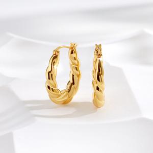 [골드팡] 18k 볼륨 트위스트 로프 링귀걸이