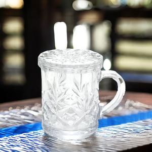 크리스탈 머그컵 뚜껑있는 유리컵 글라스 물잔 아이스 물 컵 세트