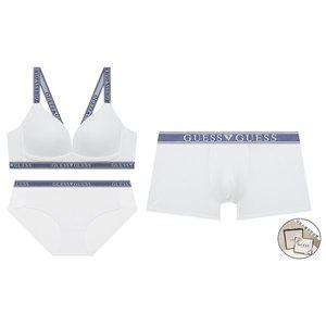 [게스언더웨어](강남점)(선물포장)(노와이어)데님밴드 포인트 메쉬  남여커플세트WH(GCWBR311/GCMDR311)