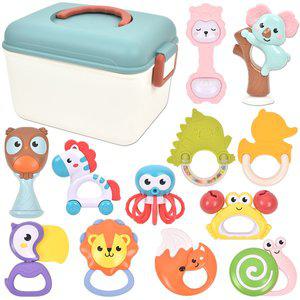[기타]R 동물 딸랑이 치발기 12종 보관함 포함 세트 sl84849 0개월 신생아 KC인증 출산 돌 선물