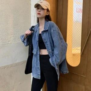 ONM 여성 2컬러 봄 가을 오버핏 캐주얼 데님자켓 청자켓