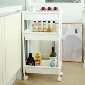 /보노하우스 올데이 슬림 이동식 트롤리 3단 주방 틈새 수납 선반