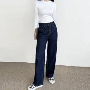 [하프클럽/]여자 와이드 청바지 일자 블랙진 데님 팬츠 부츠컷 하이웨스트