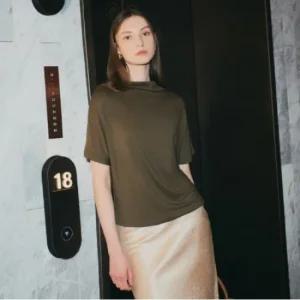 [최초가19 900]존스뉴욕 실크블랜드 티블라우스_카키