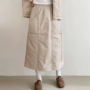 [하프클럽/]여자 에이라인 슬릿 본딩 패딩치마 롱스커트