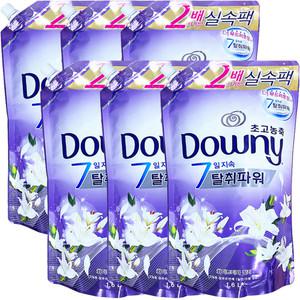 다우니 탈취파워 화이트티와 릴리 섬유 유연제 리필 1.6L 6개