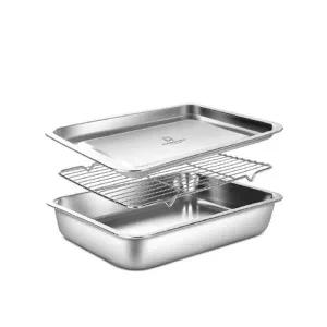 [바겐슈타이거] 스텐 사각 트레이 3종세트 No7 깊은형 쟁반 밧드 돈까스 튀김 보관 용기