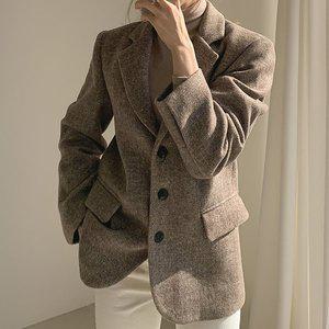 [이즈도야]SM103 클래식 노치드 라펠 3버튼 헤링본 싱글 자켓