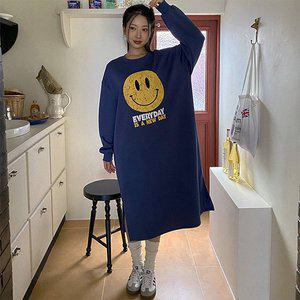 [에이치스타일]H스타일(BM)기모크랙스마일박스원피스 겨울 여성 기모 원피스 박스핏 OPS