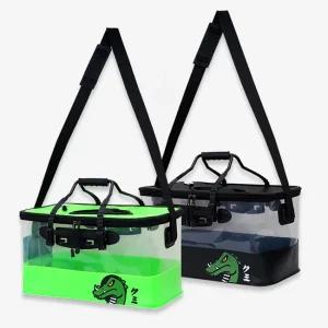 쿠미 아쿠아 투명 접이식 45cm 살림통 미끼통 보조가방 밑밥통 낚시가방