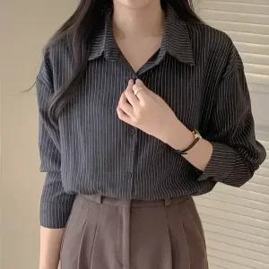 [코코블랑] 피치기모 스트라이프 셔츠