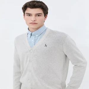 헤지스 남성 24SS [클리어런스][스테디셀러]그레이 멜란지 면혼방 가디건 WHSW4B202G1